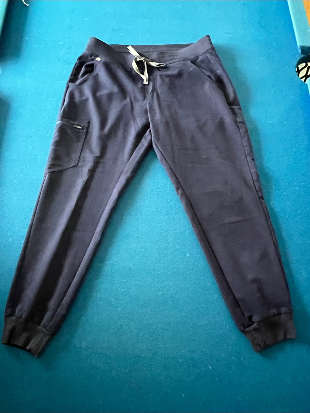 Navy Drawstring Joggers with Zip Cargo Pocket